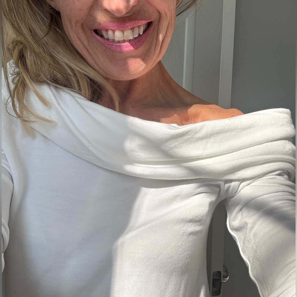 Lilly Pulitzer White Off-Shoulder Long Sleeve Top